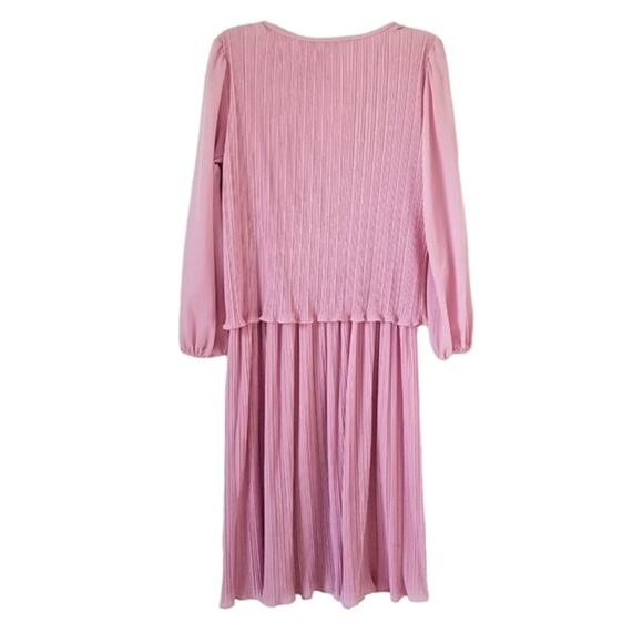 Vintage Darcy Pink Pleated Ruffle Dress - see measurements - Picture 2 of 11
